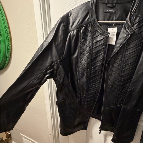🆕 Evans Faux Leather Moto Jacket Sz 24 - Picture 6 of 13